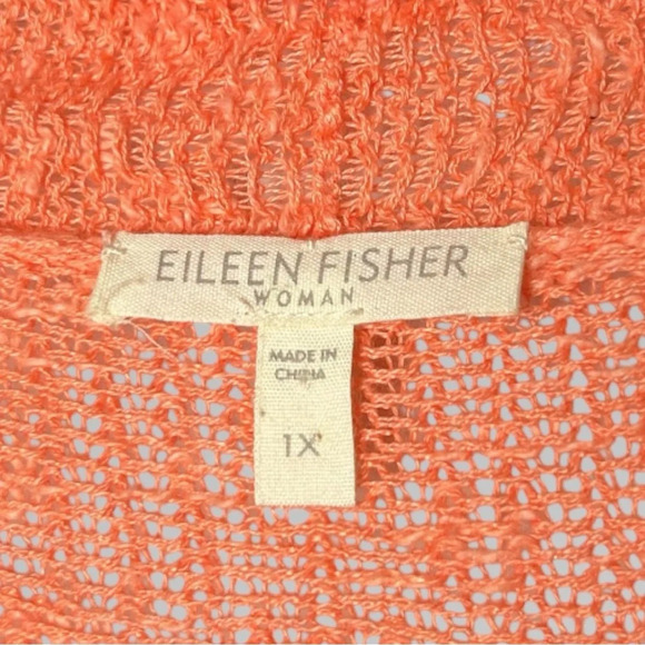 Eileen Fisher Coral Linen Long  Sleeve Cardigan 1X - Picture 3 of 4